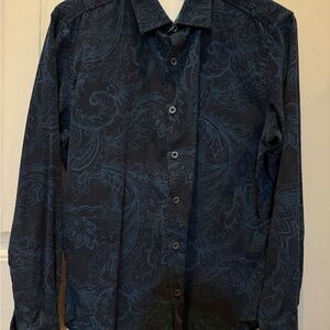 Like new, Robert Graham, Men's Blue corduroy Paisley Button-Up Shirt, size Med